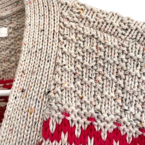 MAURICES Cream Beige Brown Pink Geometric Fair Isle Duster Long Cardigan Sweater - Picture 7 of 15